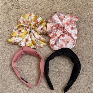 The Beachwaver Co. Daisy Satin Scrunchies & Headbands - Yellow, Pink, Black